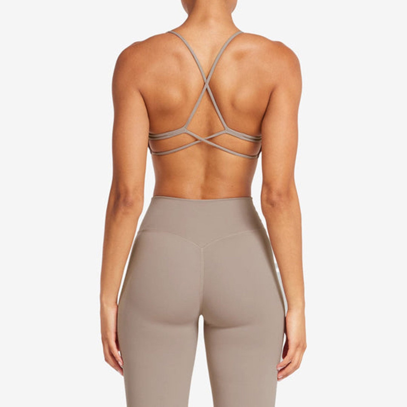 European and American foreign trade cross-border yoga fitness vest with chest pads and beautiful back slings nude quick-drying high waist sports training pants
