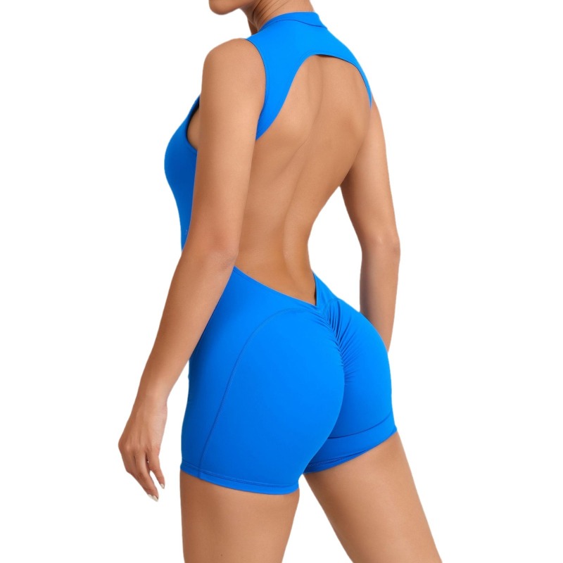European and American sleeveless back hollow yoga jumpsuit sports fitness removable chest pad peach hip sports jumpsuit
