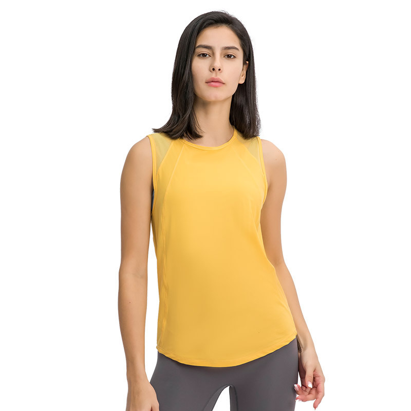 Quick-drying breathable hollow vest light sports cover-up yoga clothes fitness back sleeveless top female DT051