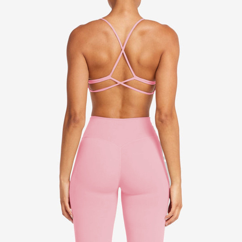 European and American foreign trade cross-border yoga fitness vest with chest pads and beautiful back slings nude quick-drying high waist sports training pants