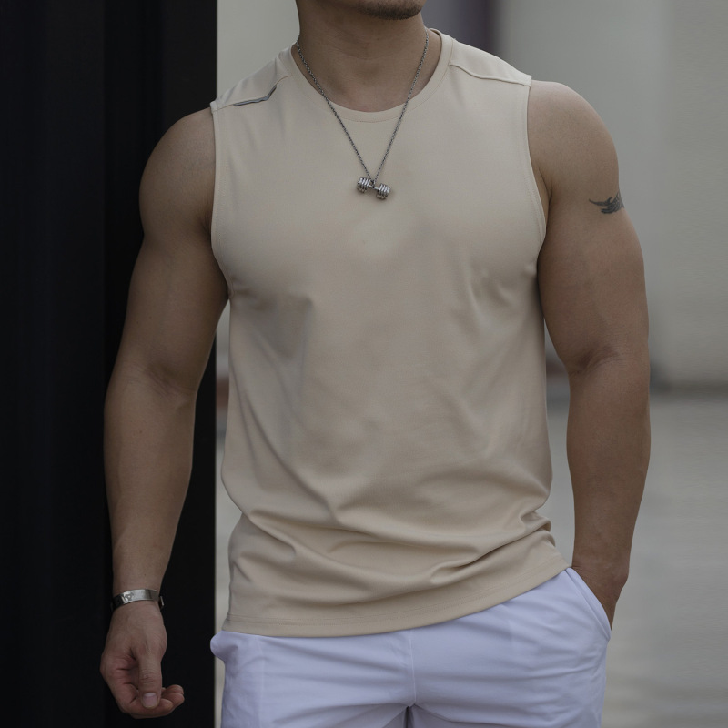 Factory direct supply men's sports fitness wide shoulder vest sleeveless t-shirt sports fitness waistcoat loose quick-drying vest