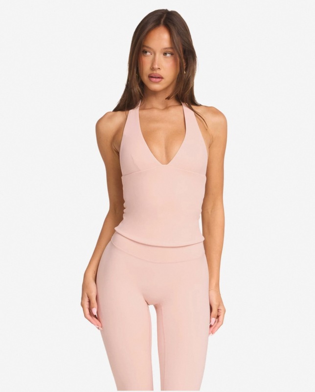 European and American cross-border Amazon yoga vest for women with chest pads V-neck halter neck nude quick-drying sports fitness tops