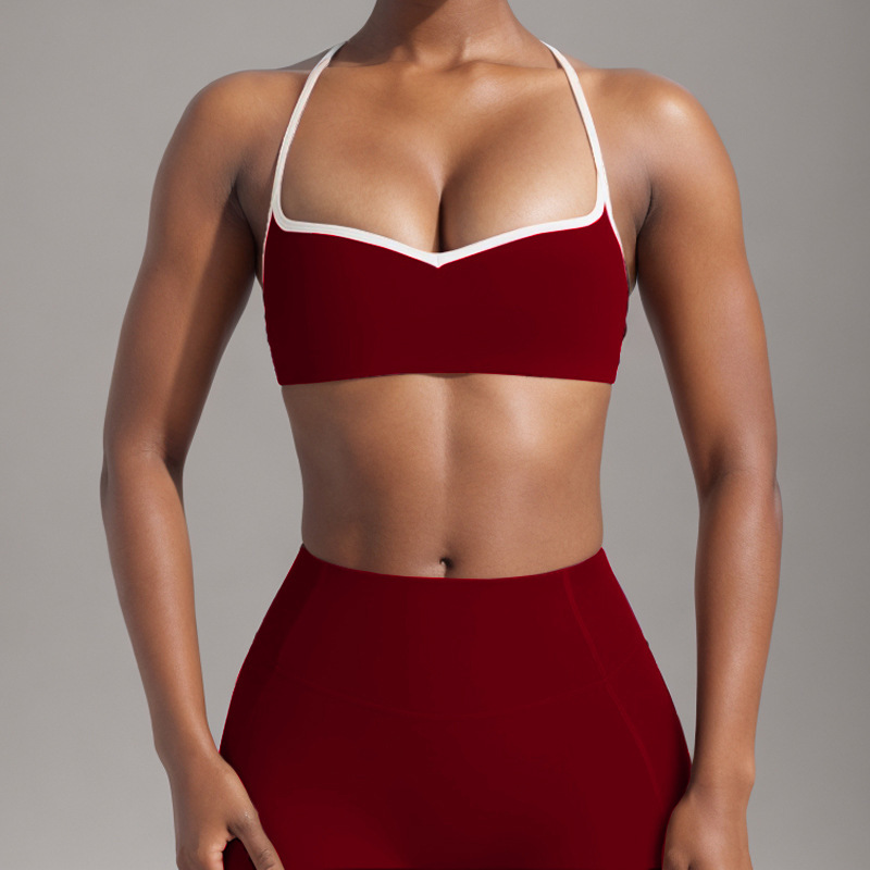 European and American foreign trade cross-border nude beauty back sports contrast color bra suspenders peach hips high elastic quick-drying hip-lifting yoga pants