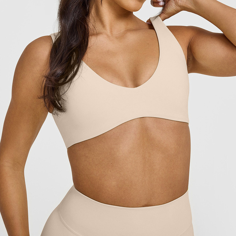Cross-border U-neck beautiful back sports bra shockproof gathered yoga wear vest running fitness bra outer wear beautiful back bra