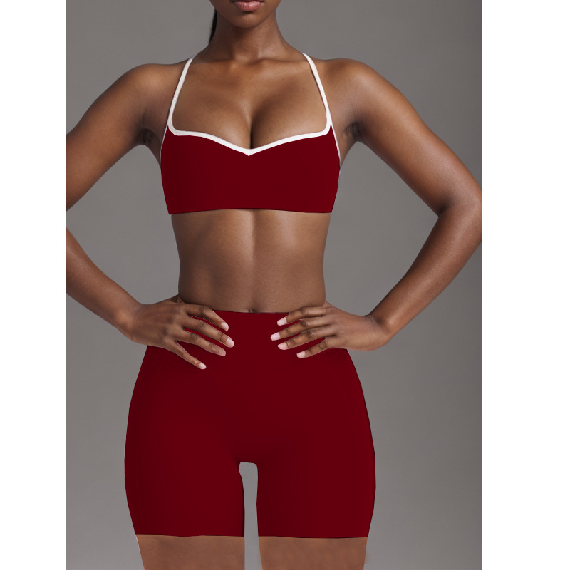 European and American foreign trade cross-border nude beauty back sports contrast color bra suspenders peach hips high elastic quick-drying hip-lifting yoga pants