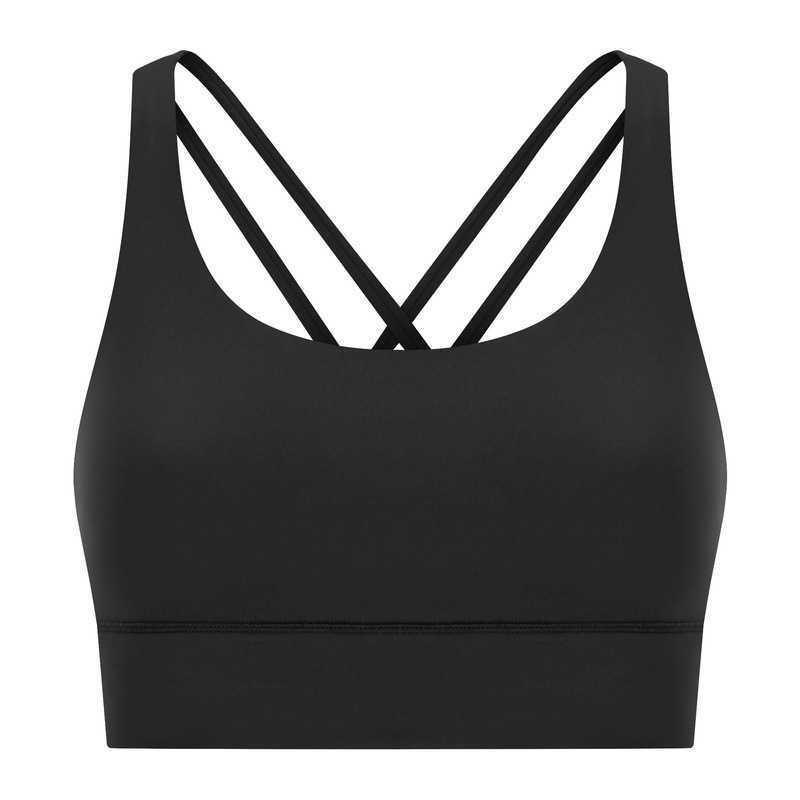 New cross back yoga bra double-sided brushed nude feeling high strength shockproof push-up sports bra DW002