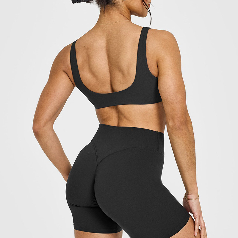 Cross-border U-neck beautiful back sports bra shockproof gathered yoga wear vest running fitness bra outer wear beautiful back bra