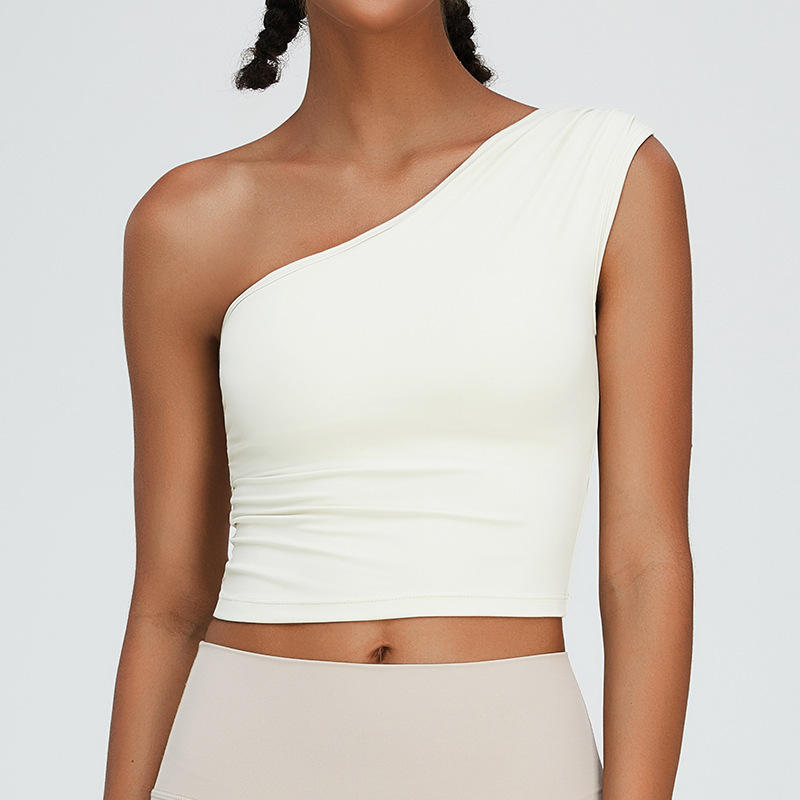 European and American new cool off-shoulder running sports vest women's nude yoga wear top sleeveless beautiful back fitness underwear