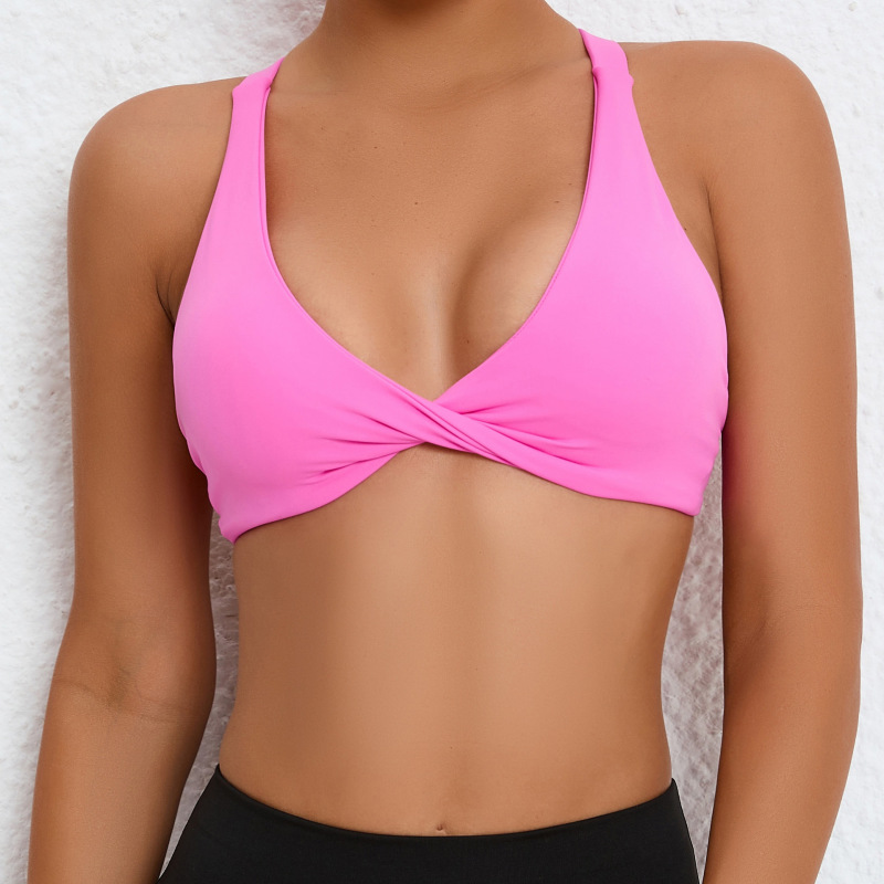 European and American nude yoga clothes for women tight quick-drying sports yoga bra outdoor running cross back fitness underwear