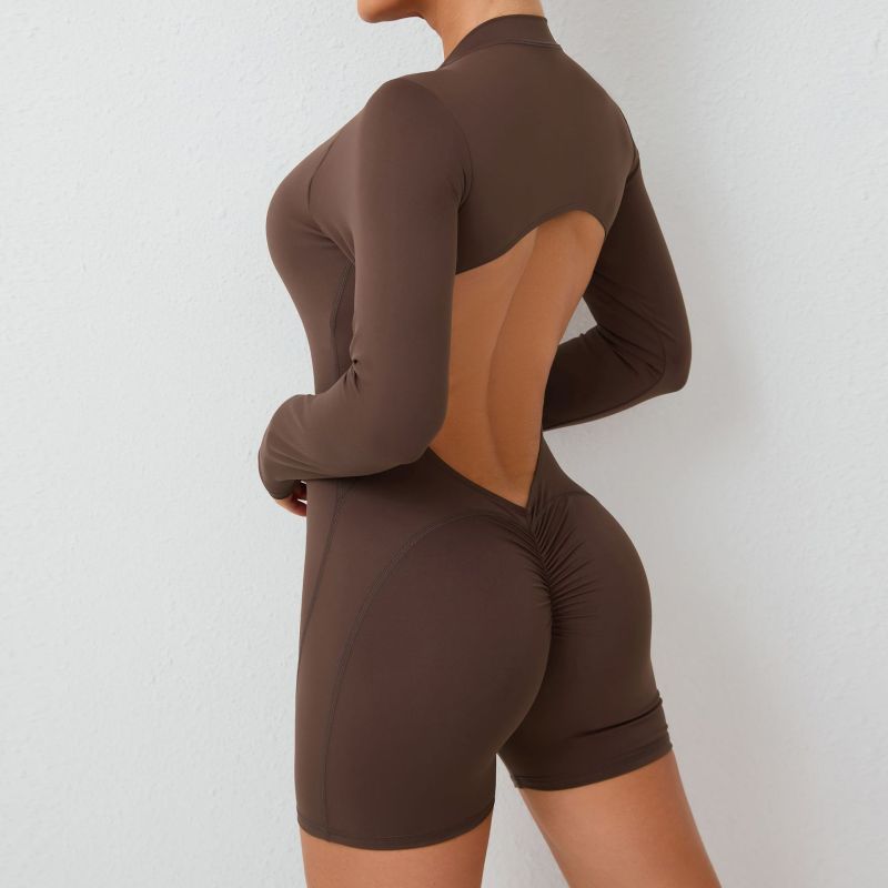 QS-ZY01-Long-sleeved Backless Jumpsuit