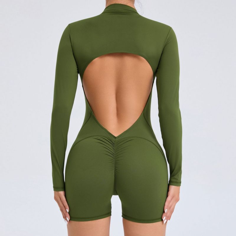 QS-ZY01-Long-sleeved Backless Jumpsuit