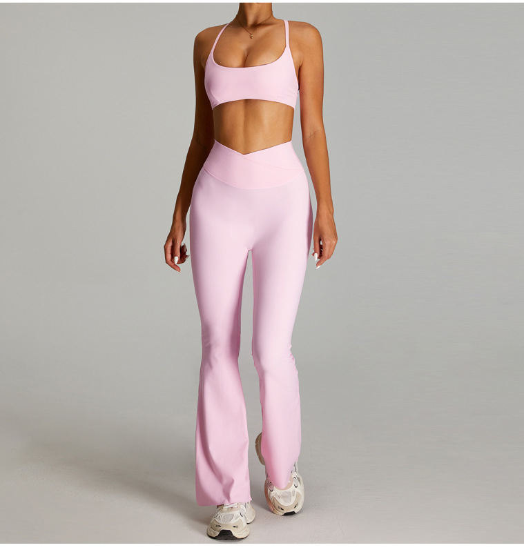 YJ-TM0254yWXCK2  Women's Yoga Bra Bootcut Pants Set
