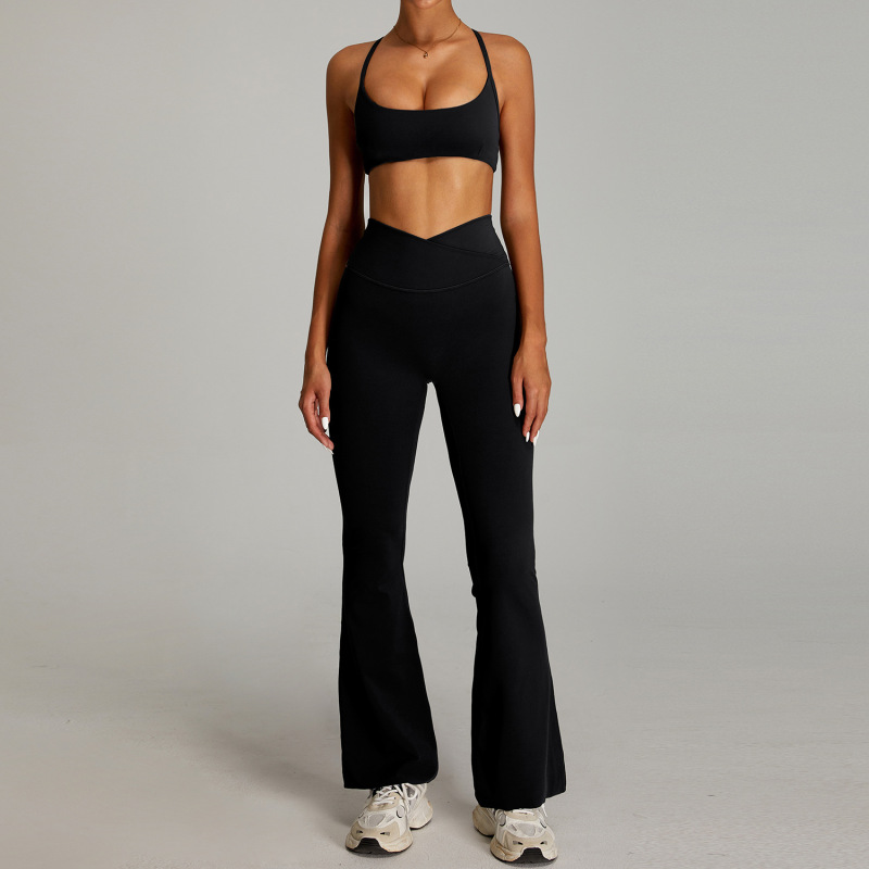 YJ-TM0254yWXCK2  Women's Yoga Bra Bootcut Pants Set