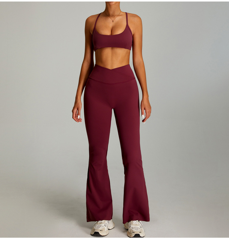 YJ-TM0254yWXCK2  Women's Yoga Bra Bootcut Pants Set