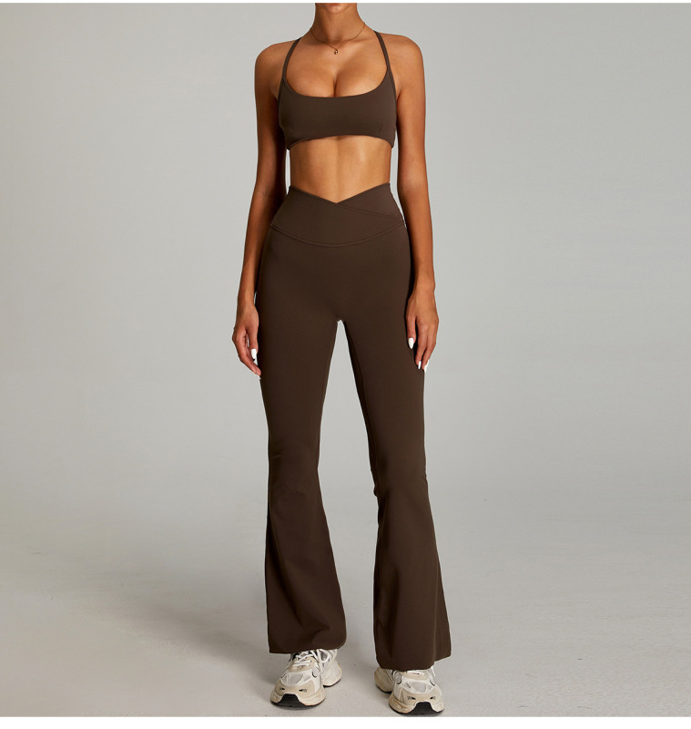 YJ-TM0254yWXCK2  Women's Yoga Bra Bootcut Pants Set