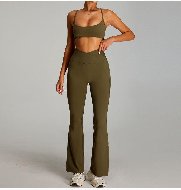 YJ-TM0254yWXCK2  Women's Yoga Bra Bootcut Pants Set