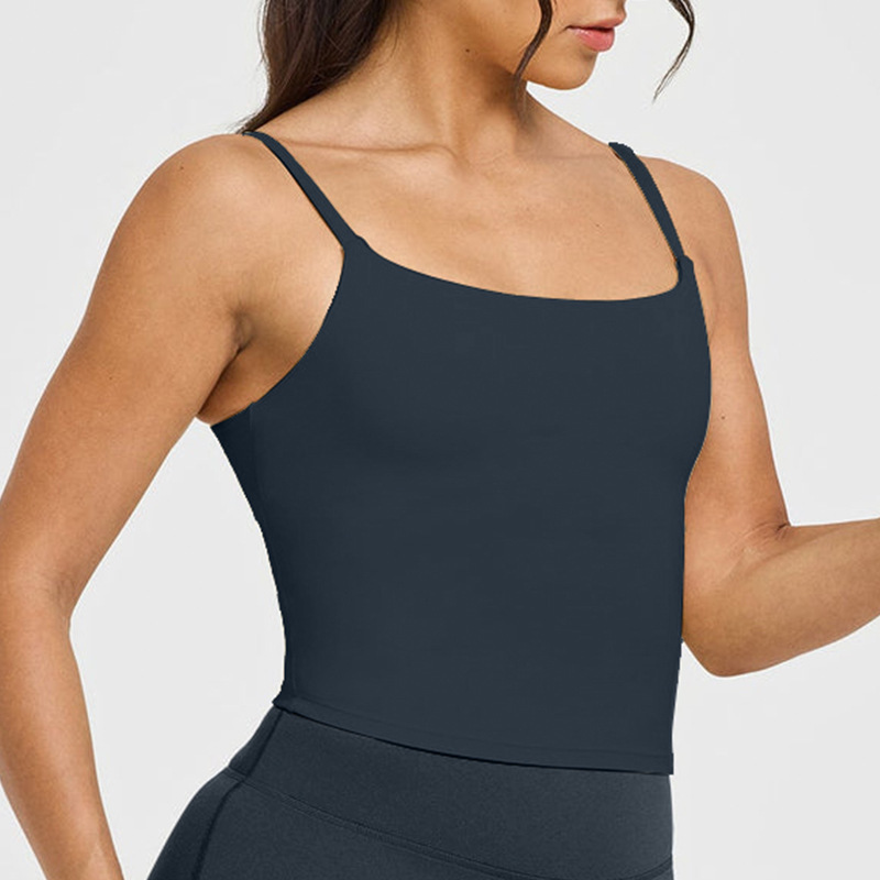 European and American cross-border yoga vest for women, nude brushed beautiful back suspenders sports vest with chest pads, fitness sportswear