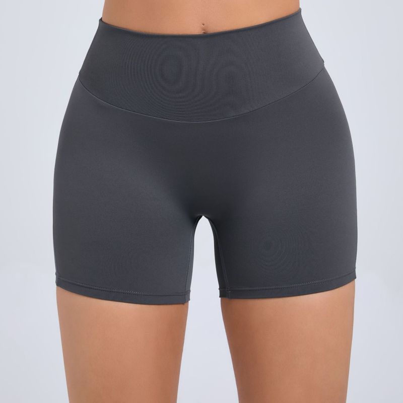 Peach hip workwear tight shorts women's high waist elastic hip button yoga pants quick-drying running fitness pants 8019
