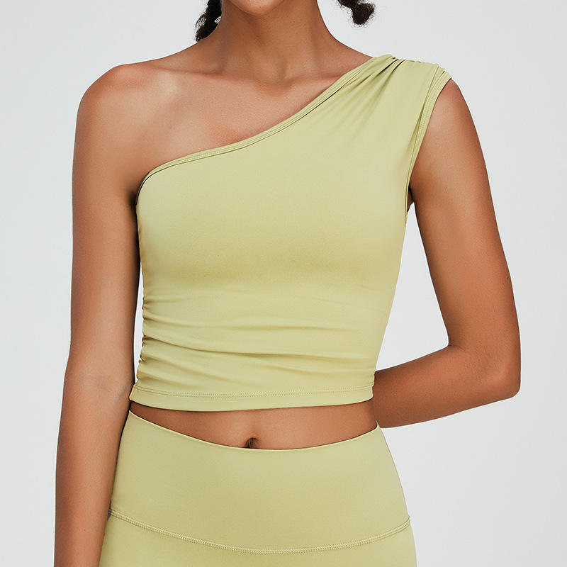 European and American new cool off-shoulder running sports vest women's nude yoga wear top sleeveless beautiful back fitness underwear