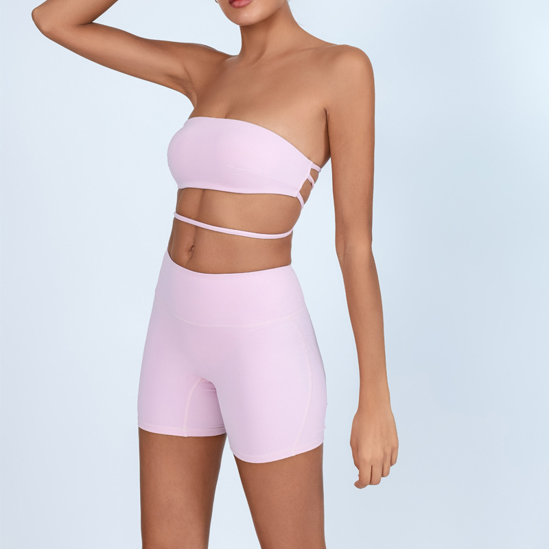 Sports fitness back tube top with chest pad nude anti-exposure yoga vest strapless tight chest bra