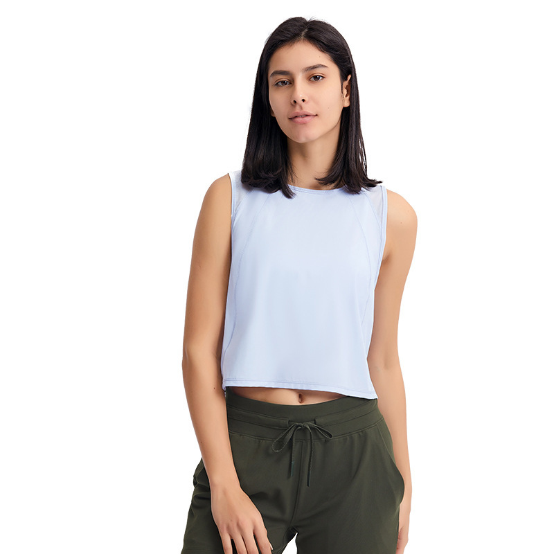 Cross-border new sleeveless vest navel-baring short sexy hollow quick-drying breathable sports leisure yoga clothes DT050