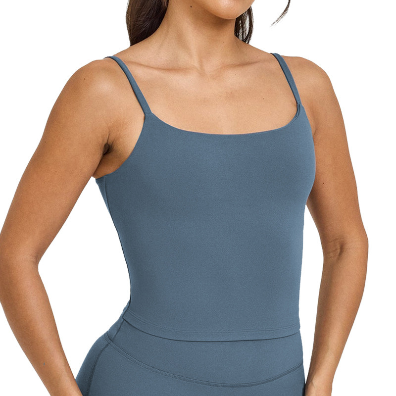 European and American cross-border yoga vest for women, nude brushed beautiful back suspenders sports vest with chest pads, fitness sportswear