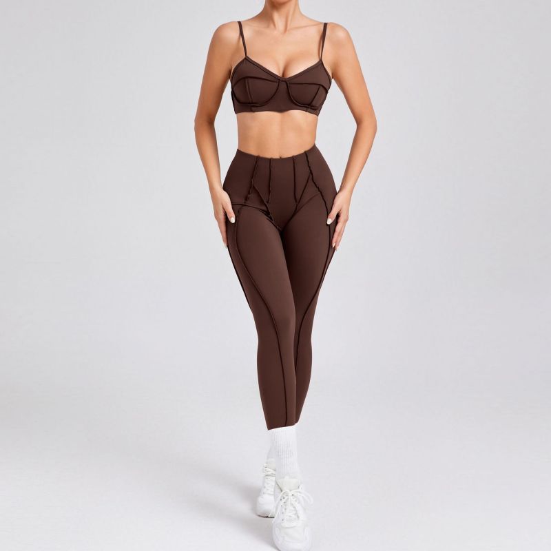 European and American new sanded tight yoga suit new body shaping sports suit yoga suit 86040+87652