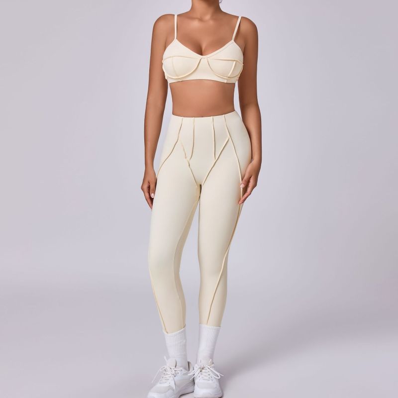 European and American new sanded tight yoga suit new body shaping sports suit yoga suit 86040+87652