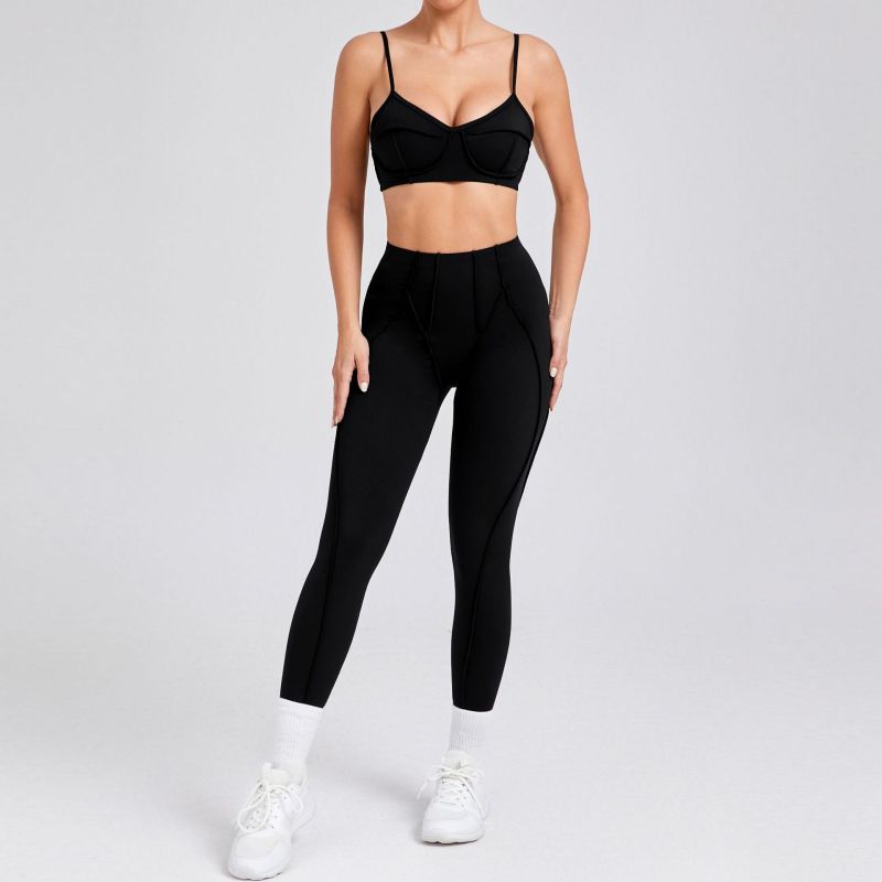 European and American new sanded tight yoga suit new body shaping sports suit yoga suit 86040+87652