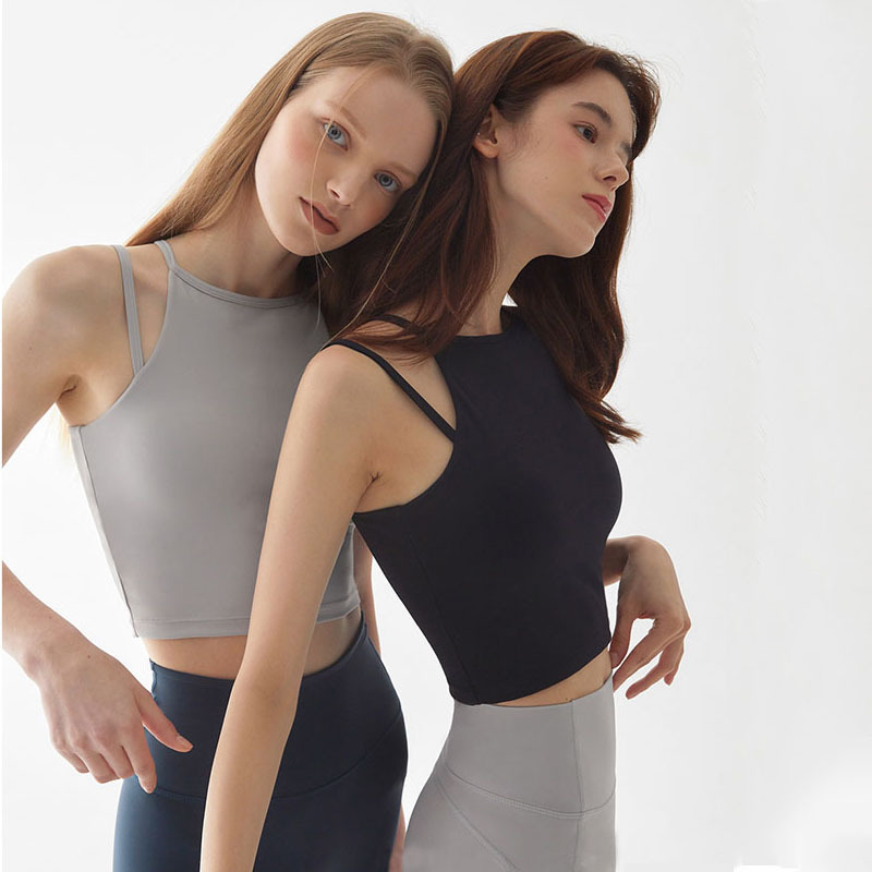 Korean version of sports fitness vest women's high waist chest wrap shockproof quick-drying yoga Pilates training sling spot delivery