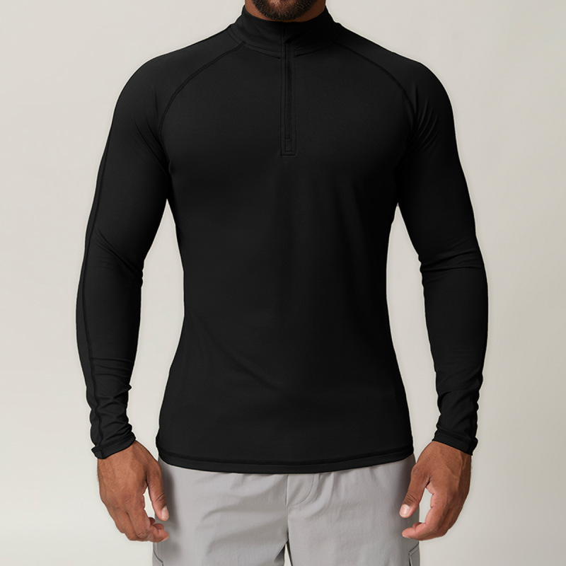 DD-DCX1041 Wholesale High Quality Stand Collar Half Zip Jogging Active Wear for Men Gym Skin Friendly Custom Logo Sports Shirts