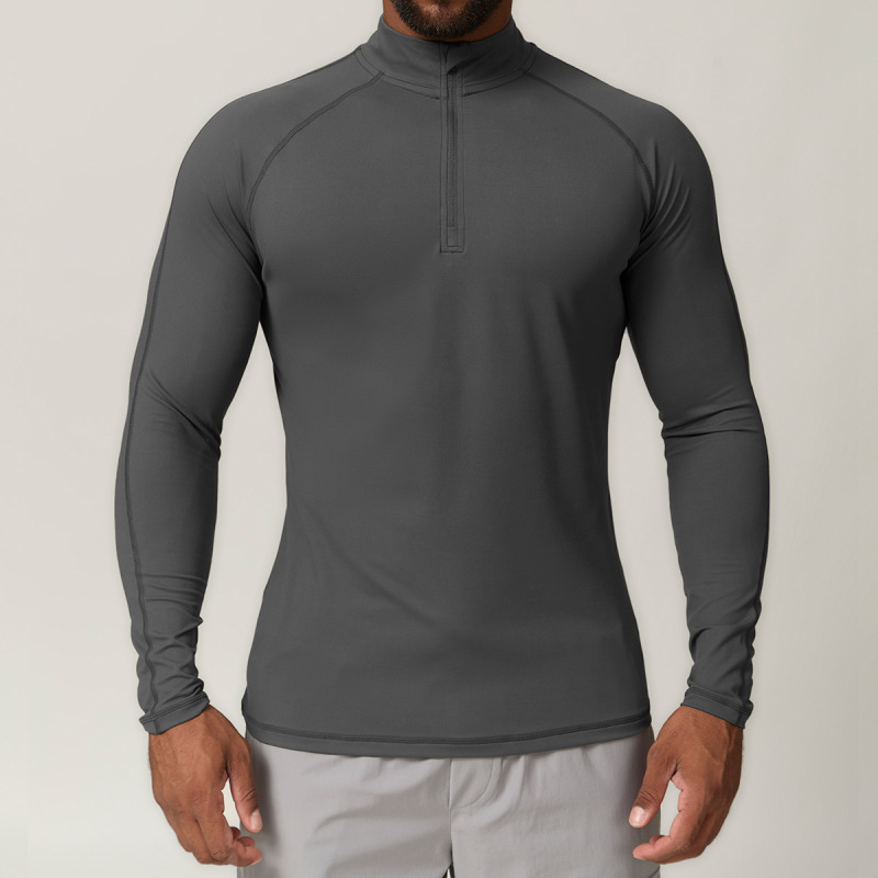 DD-DCX1041 Wholesale High Quality Stand Collar Half Zip Jogging Active Wear for Men Gym Skin Friendly Custom Logo Sports Shirts