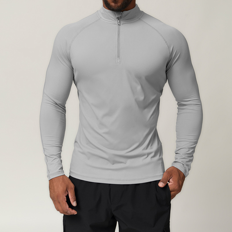 DD-DCX1041 Wholesale High Quality Stand Collar Half Zip Jogging Active Wear for Men Gym Skin Friendly Custom Logo Sports Shirts