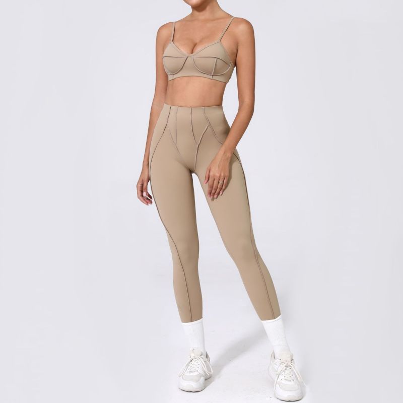 European and American new sanded tight yoga suit new body shaping sports suit yoga suit 86040+87652