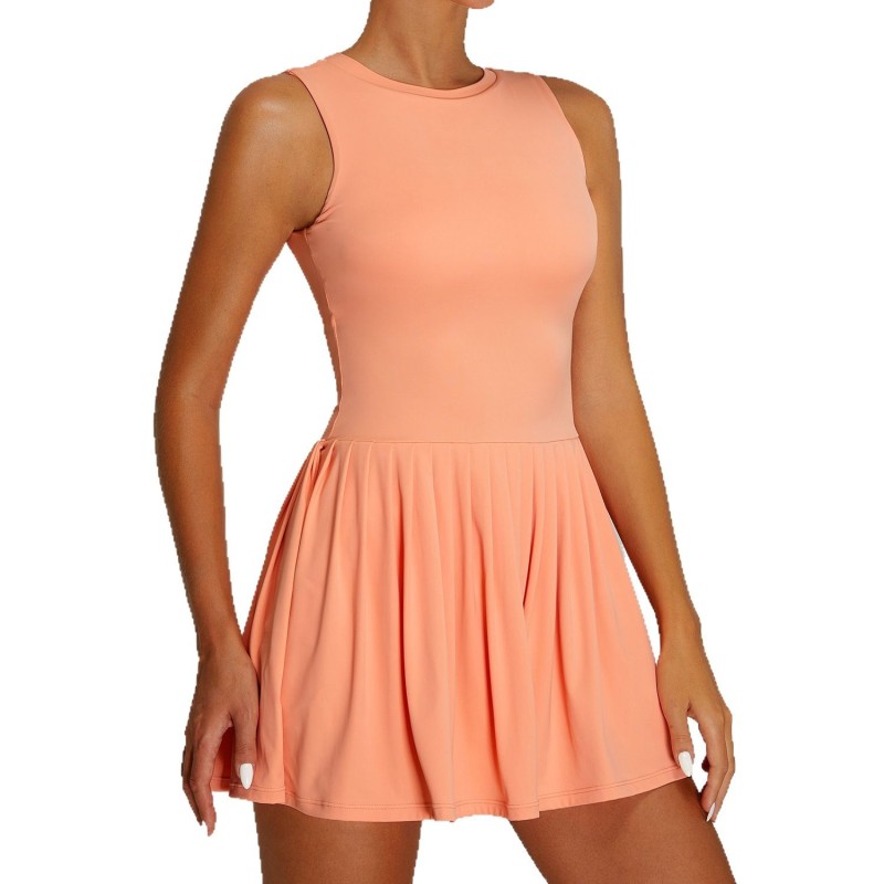 Cross-border new style nude breathable sleeveless tennis skirt women's quick-drying anti-exposure yoga skirt fitness sports dress