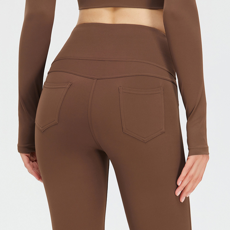 Cross-border new high waist yoga flared pants women's nude peach hip-lifting sports fitness pants tight slimming yoga pants