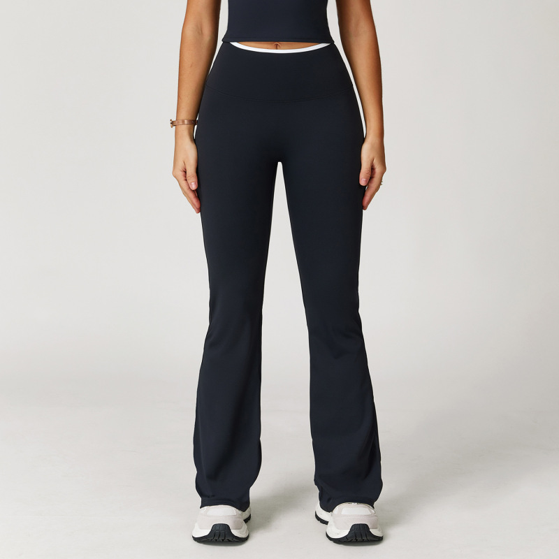 Zechuang nude sports flared pants contrast color high waist quick-drying wide-leg trousers sports running fitness flared pants 9238