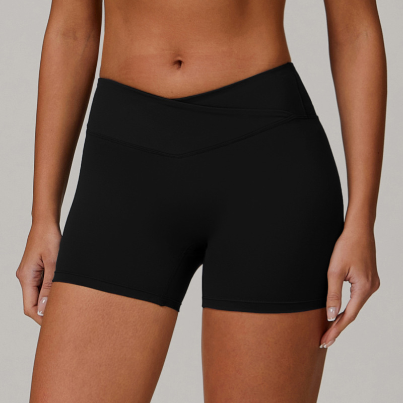 Zechuang nude cross high waist yoga shorts peach tight hip-lifting sports shorts women's outdoor fitness pants 9177