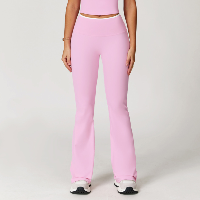Zechuang nude sports flared pants contrast color high waist quick-drying wide-leg trousers sports running fitness flared pants 9238