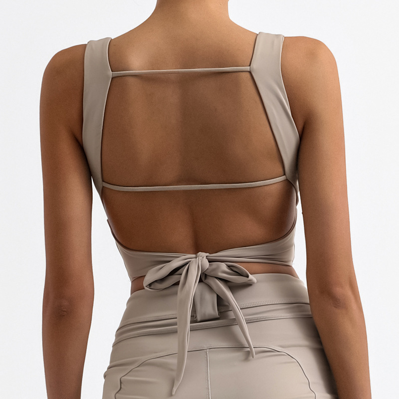 Foreign trade cross-border Amazon sports fitness vest beautiful back high elastic quick-drying with chest pad nude yoga suspender top