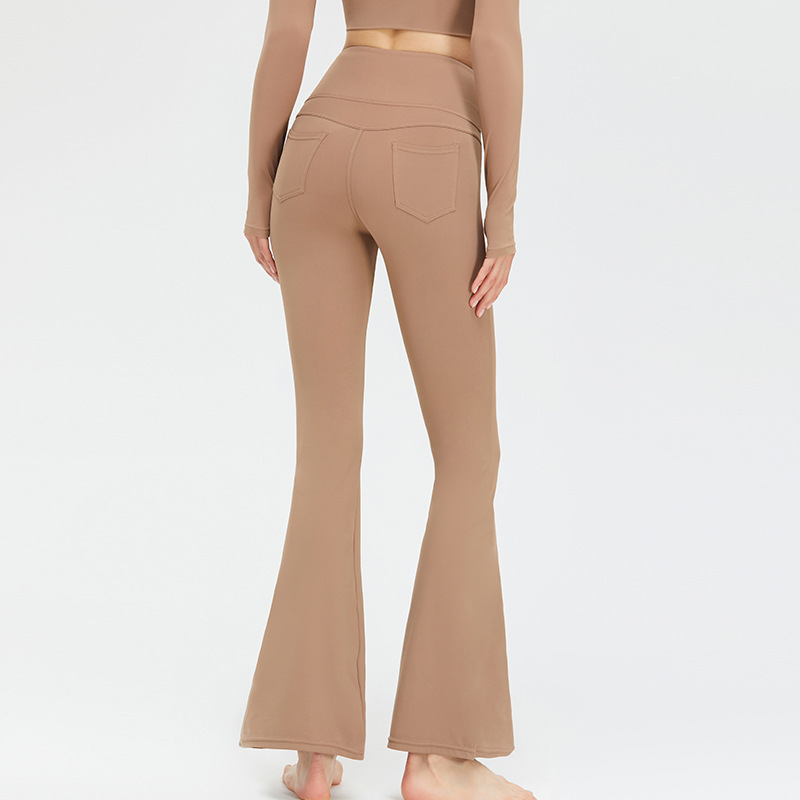 Cross-border new high waist yoga flared pants women's nude peach hip-lifting sports fitness pants tight slimming yoga pants