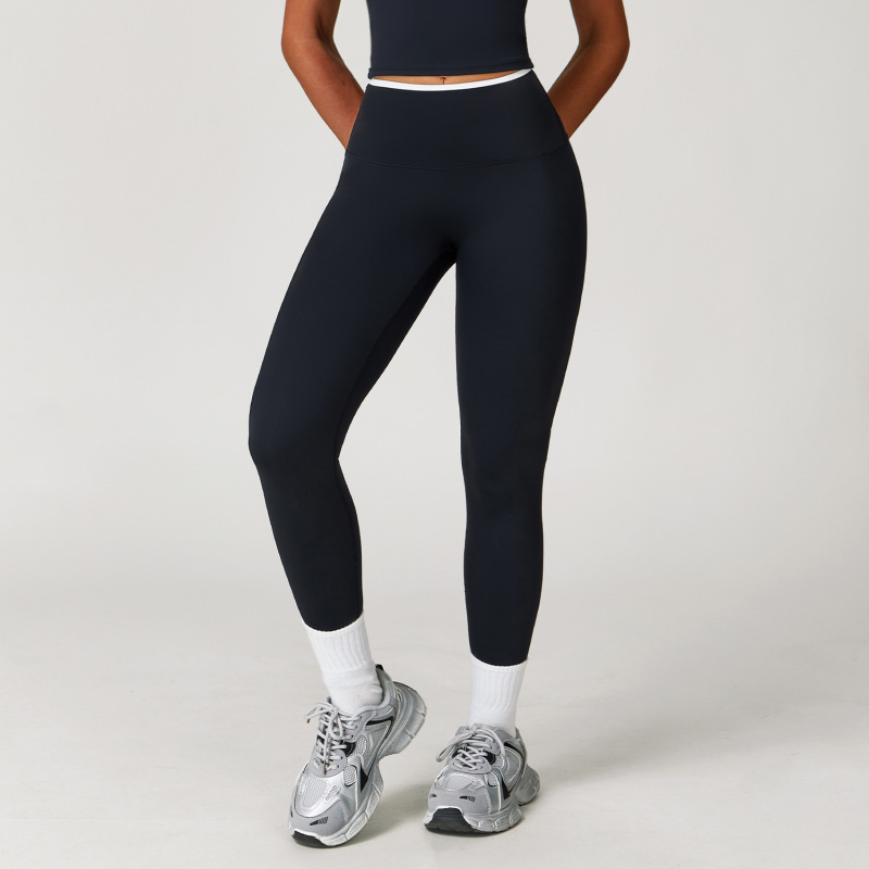 Zechuang cross-border nude yoga pants high waist contrast color quick-drying trousers sports running fitness tights 9238