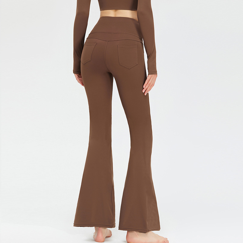 Cross-border new high waist yoga flared pants women's nude peach hip-lifting sports fitness pants tight slimming yoga pants