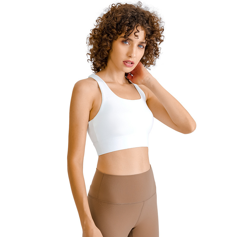 Yoga new buckle high-strength shockproof sports bra women's back hollow beautiful back sports bra DW148