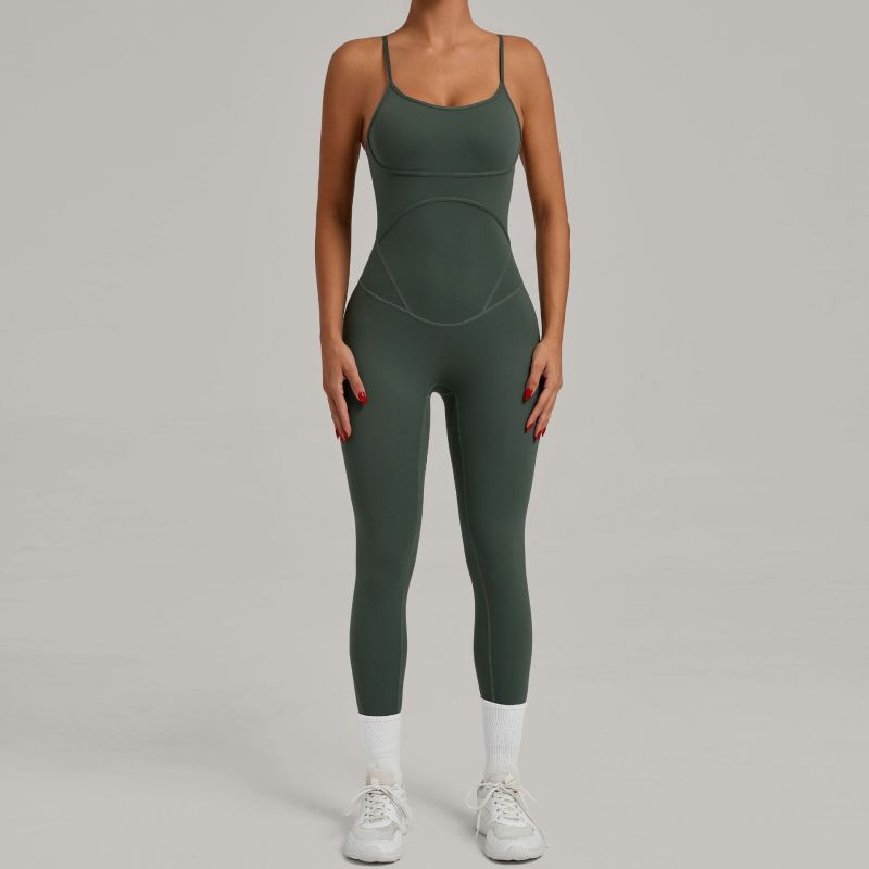 European and American cross adjustable shoulder straps hip lifting tight one-piece yoga suit running sports one-piece fitness suit 0012