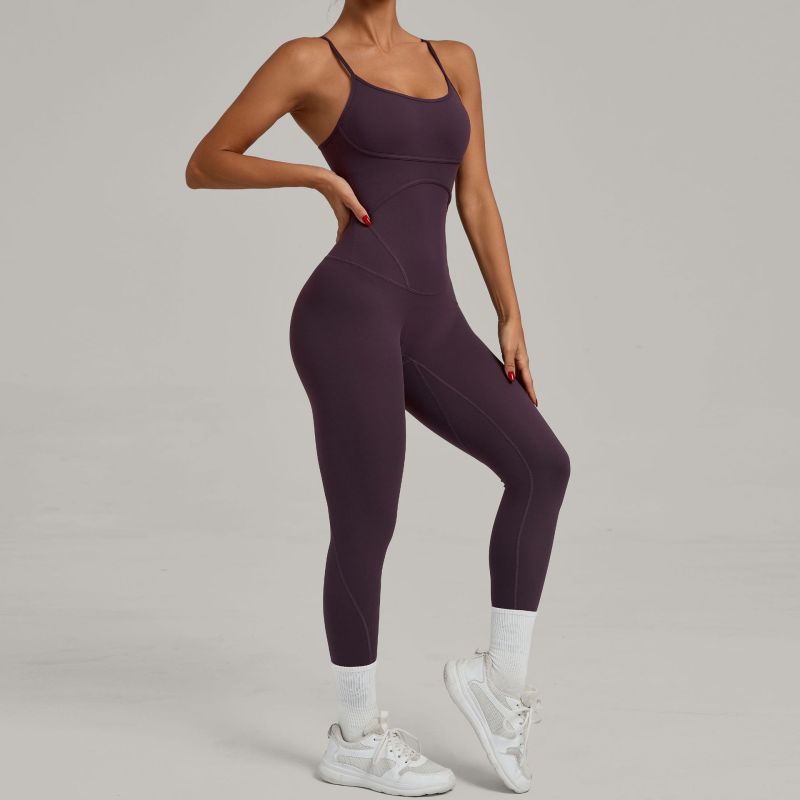 European and American cross adjustable shoulder straps hip lifting tight one-piece yoga suit running sports one-piece fitness suit 0012