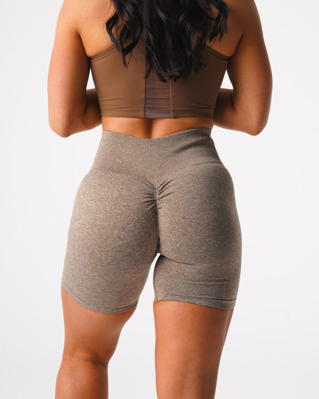 AliExpress Amazon hip pleated hip lift waist snowflake seamless fitness yoga shorts fitness three-quarter pants