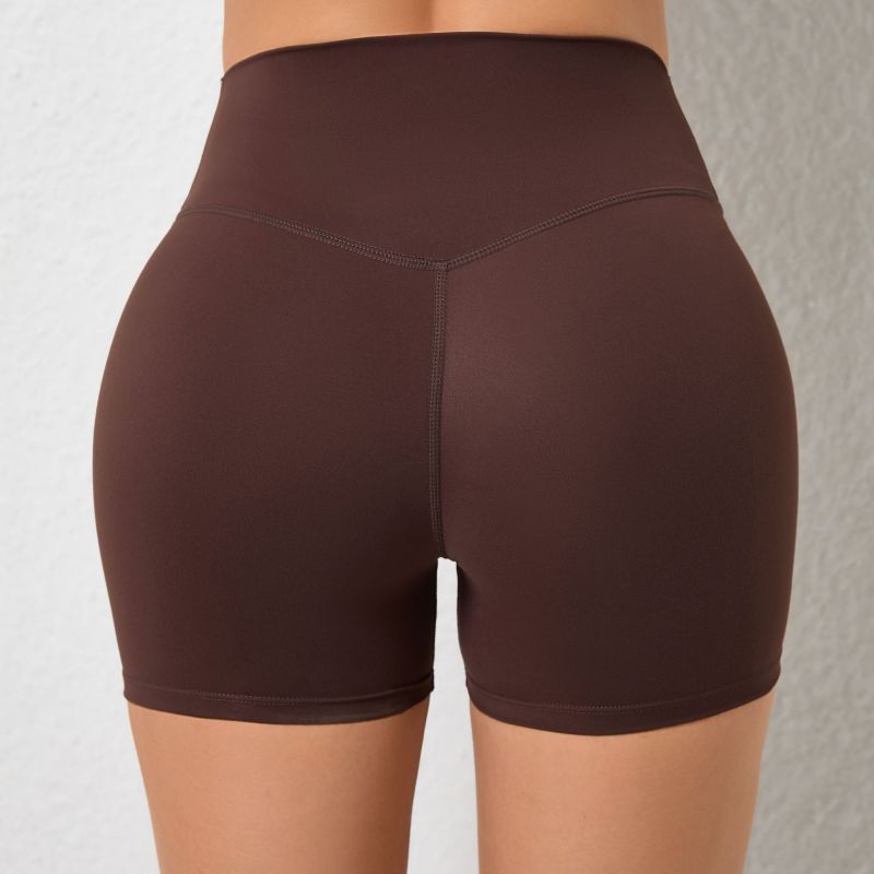 Peach hip lifting European and American yoga shorts elastic high waist running fitness shorts tight seamless sports shorts for women