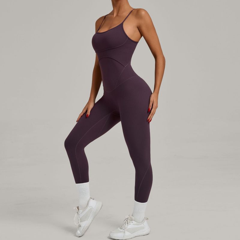 European and American cross adjustable shoulder straps hip lifting tight one-piece yoga suit running sports one-piece fitness suit 0012