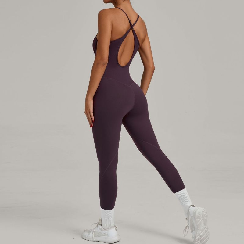 European and American cross adjustable shoulder straps hip lifting tight one-piece yoga suit running sports one-piece fitness suit 0012